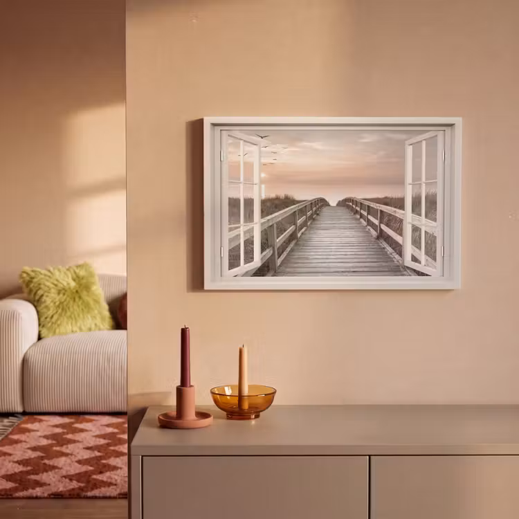 Canvas schilderij - Doorkijk - Strand - Zee - Zonsondergang — 2