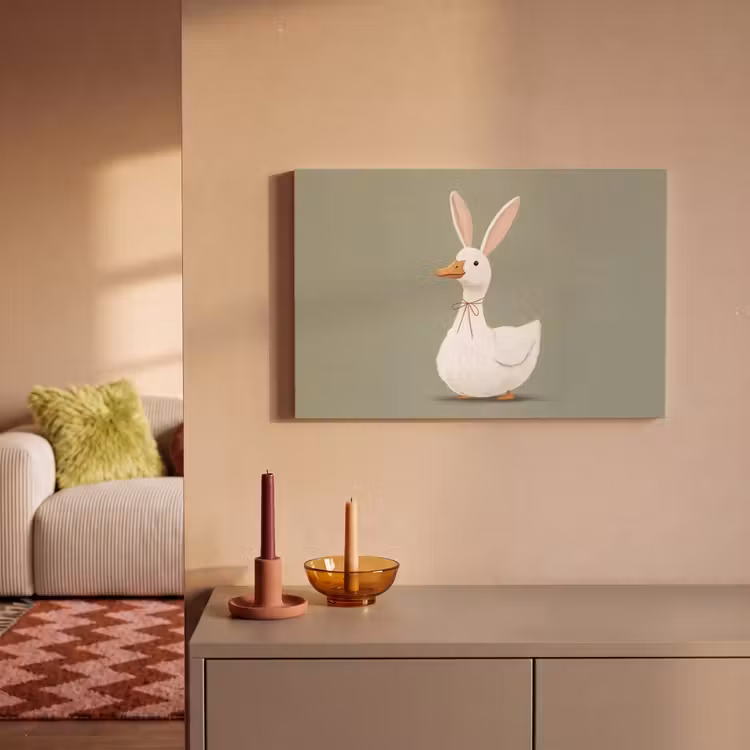 Canvas schilderij - Eend - Konijnoren - Grijs — 2