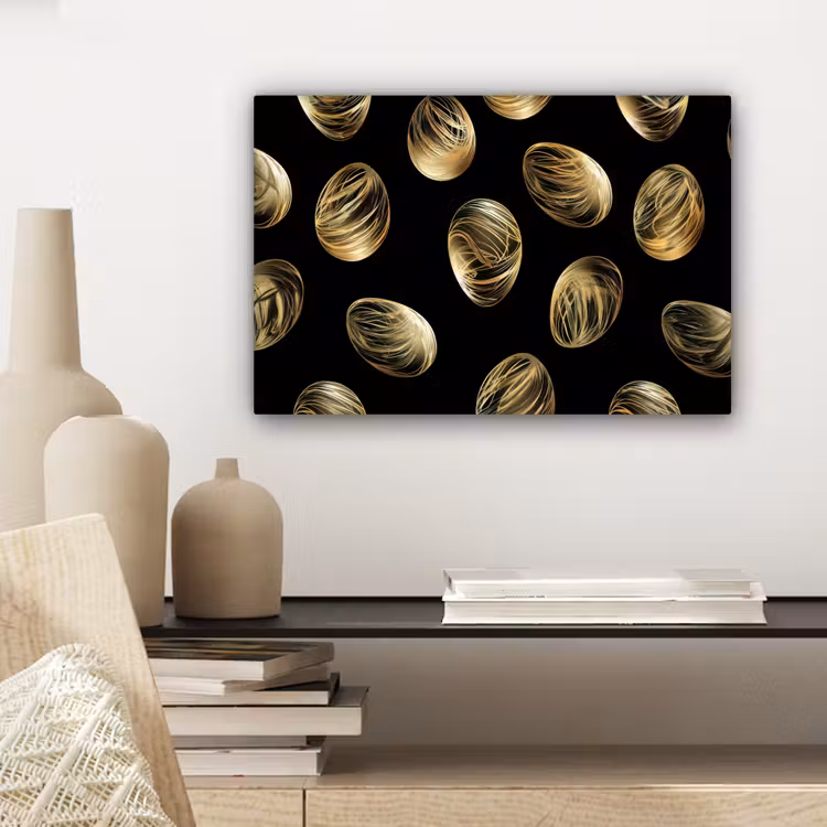Canvas schilderij - Eieren - Goud - Patroon — 5