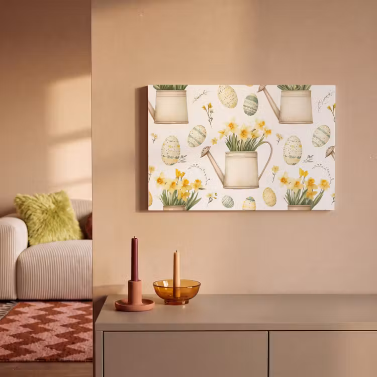 Canvas schilderij - Gieter - Bloemen - Eieren — 2