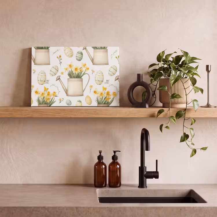 Canvas schilderij - Gieter - Bloemen - Eieren — 3
