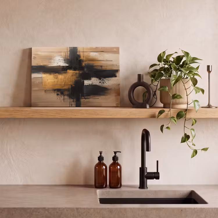 Canvas schilderij - Goud - Kunst - Modern - Zwart - Beige — 3