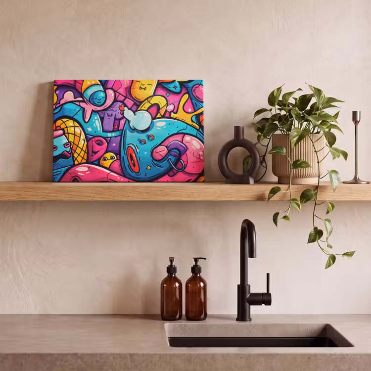 Canvas schilderij - Abstract - Neon - Design - Kleurrijk - Graffiti — 3