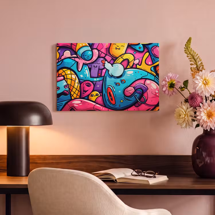 Canvas schilderij - Abstract - Neon - Design - Kleurrijk - Graffiti — 4