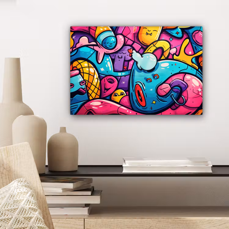 Canvas schilderij - Abstract - Neon - Design - Kleurrijk - Graffiti — 5