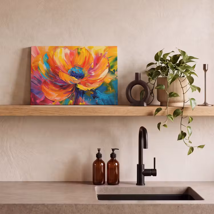 Canvas schilderij - Bloem - Verflook - Modern - Abstract - Kleuren — 3