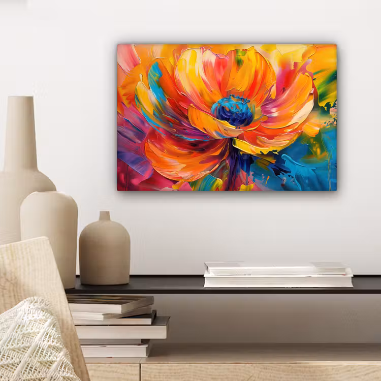 Canvas schilderij - Bloem - Verflook - Modern - Abstract - Kleuren — 5