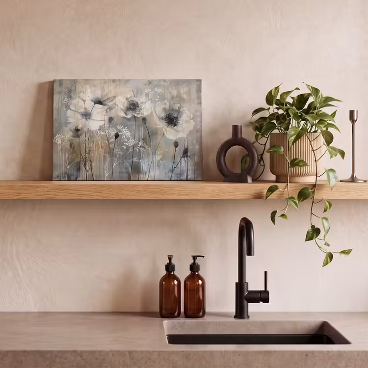 Canvas schilderij - Bloemen - Planten - Grijs - Abstract — 3