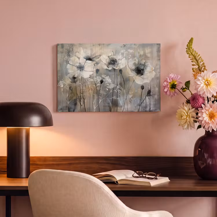 Canvas schilderij - Bloemen - Planten - Grijs - Abstract — 4