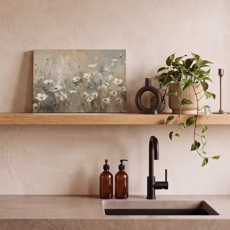 Canvas schilderij - Bloemen - Wit - Natuur - Grijs - Modern — 3