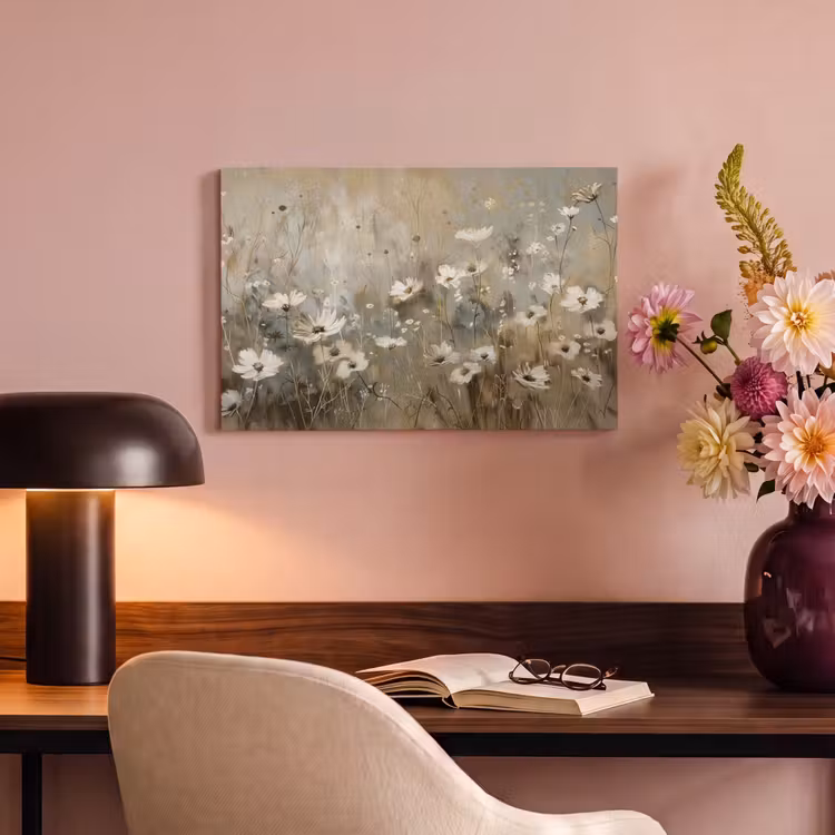 Canvas schilderij - Bloemen - Wit - Natuur - Grijs - Modern — 4