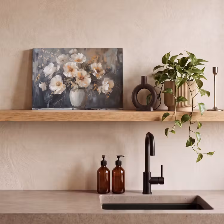Canvas schilderij - Bloemen - Wit - Vaas - Modern — 3
