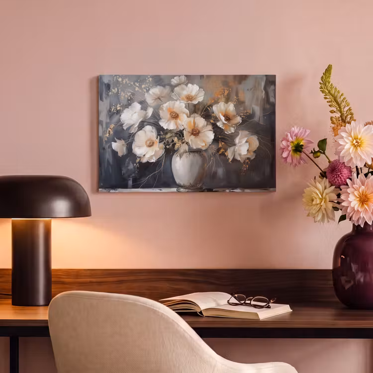 Canvas schilderij - Bloemen - Wit - Vaas - Modern — 4