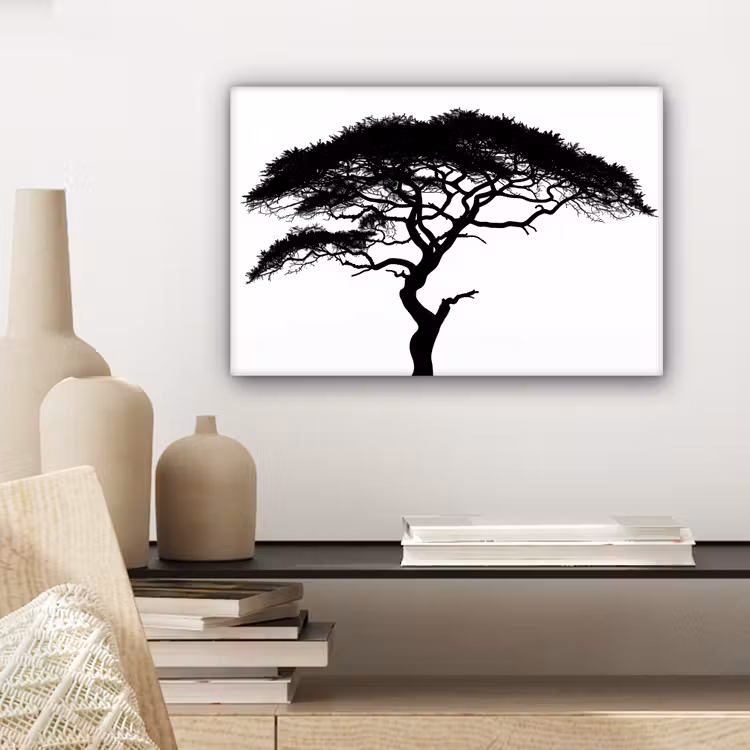 Canvas schilderij - Boom - Zwart - Wit - Modern — 5