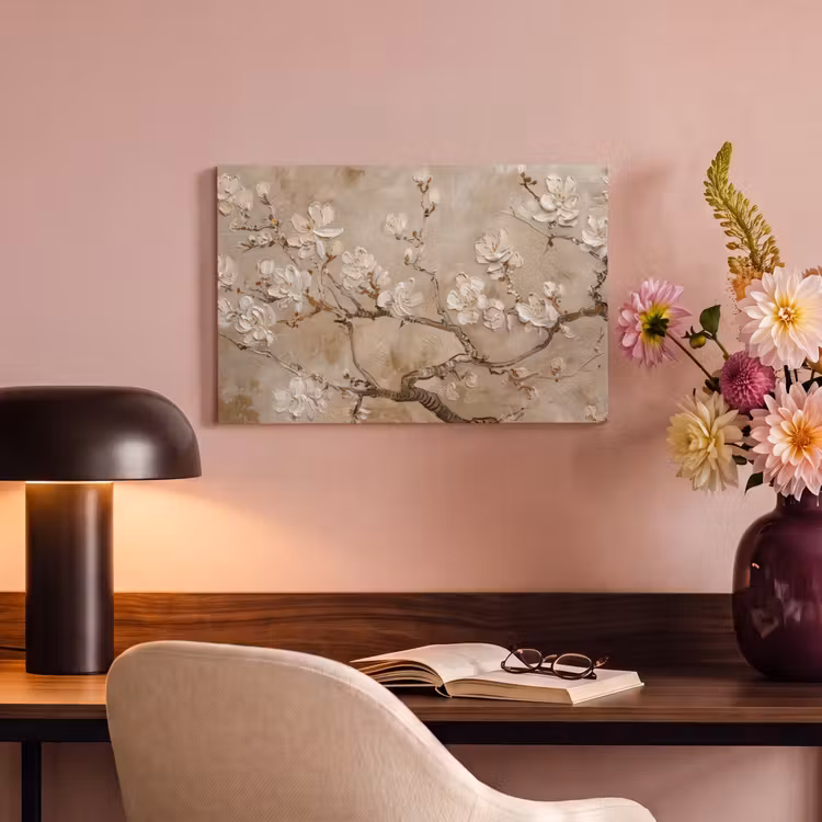 Canvas schilderij - Bloemen - Modern - Beige - Wit - Bloesem — 4