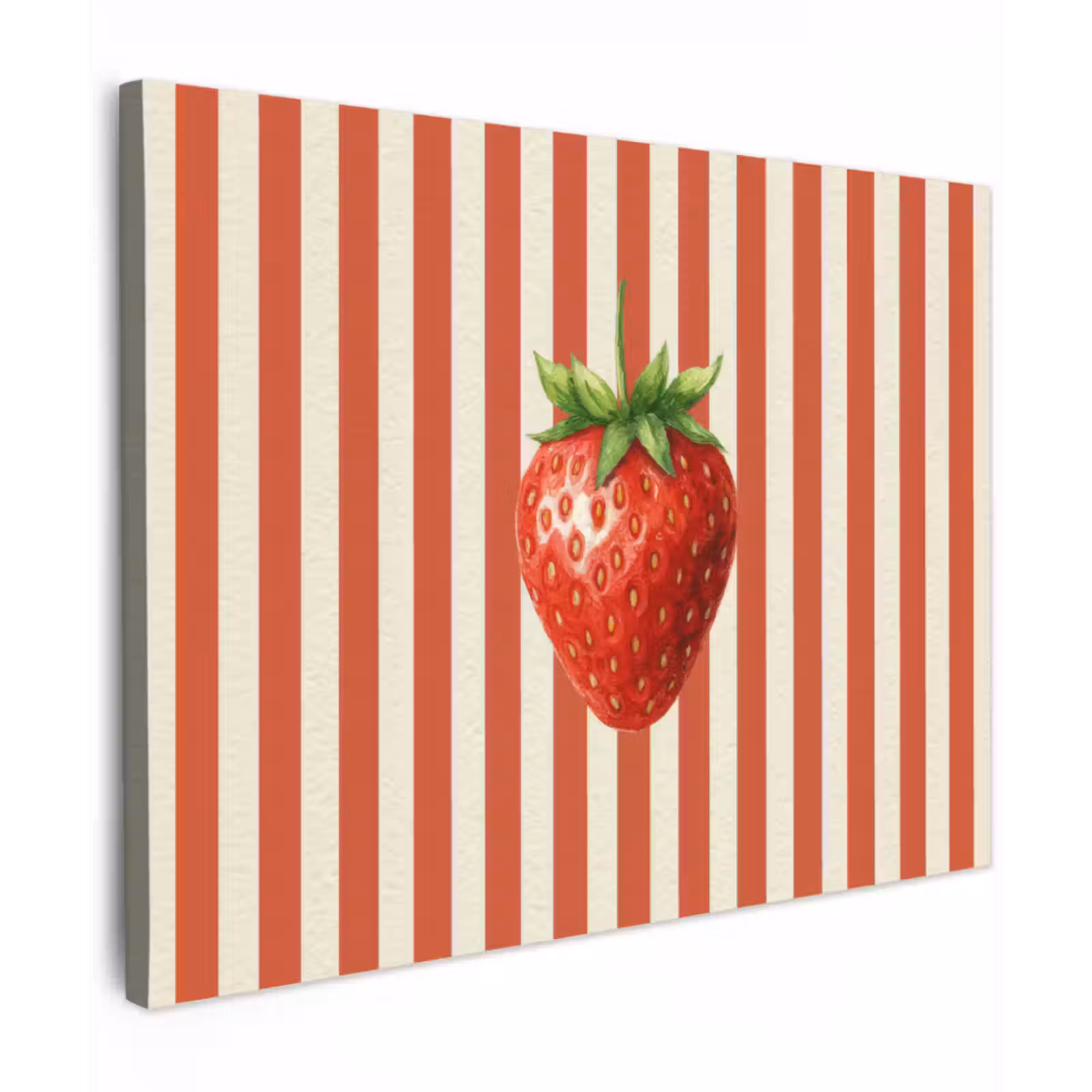 Canvas schilderij - Aardbei - Strepen - Rood — 1
