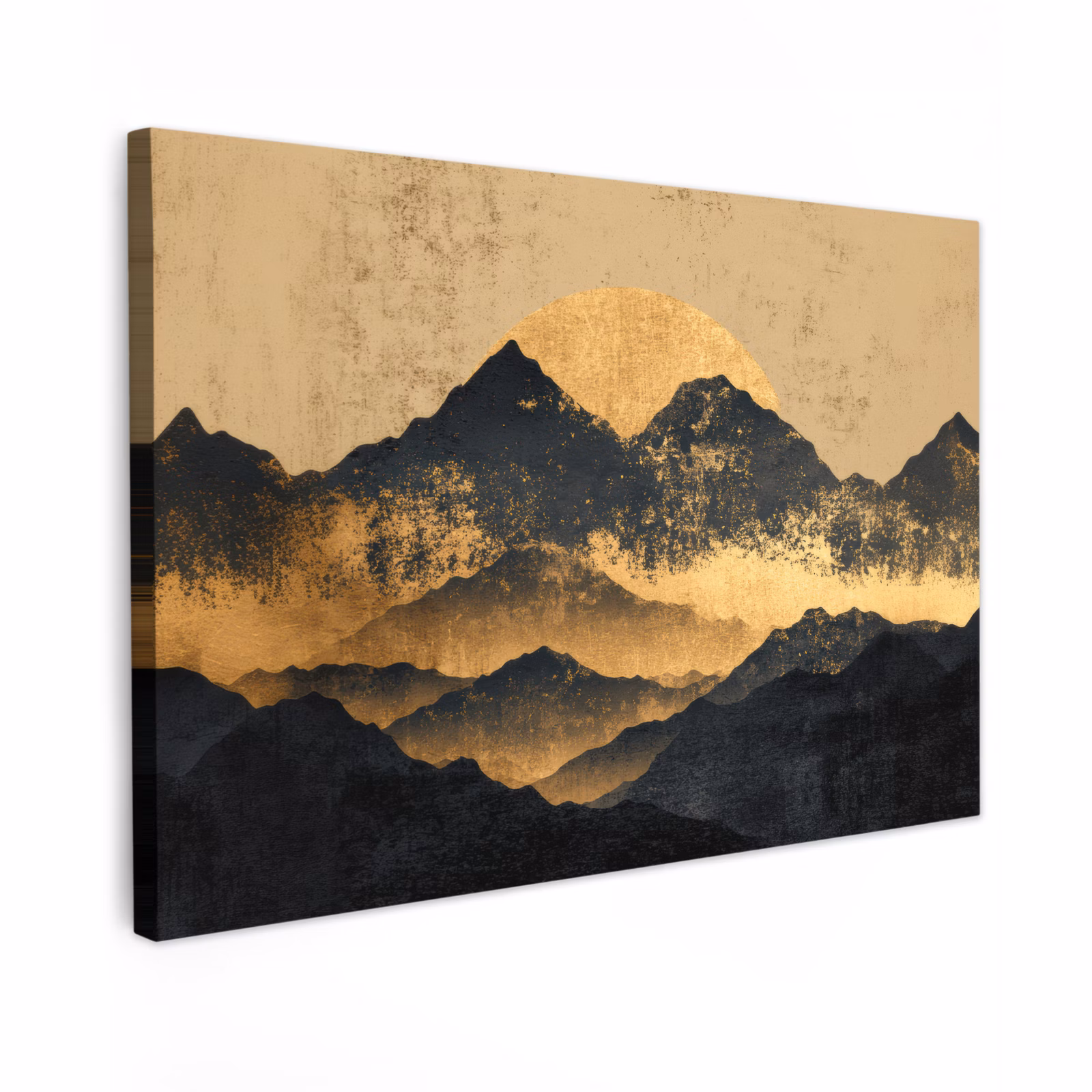 Canvas schilderij - Gouden Bergen bij Maanlicht — 1