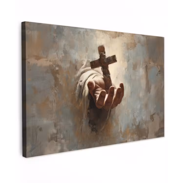 Canvas schilderij - Abstract - Kruis - Hand - Christendom — 1
