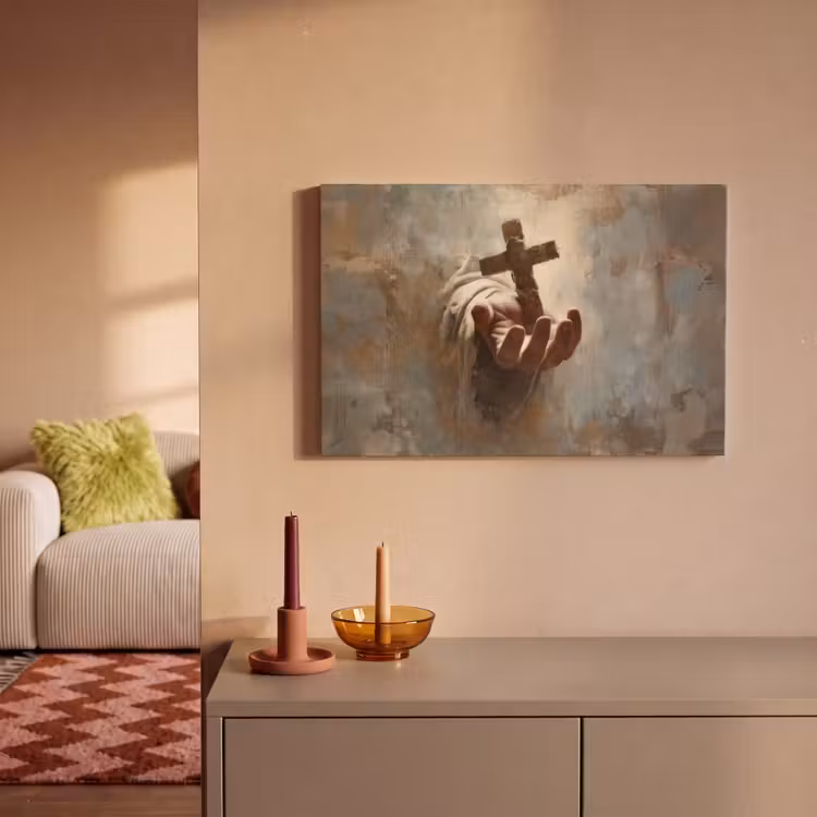 Canvas schilderij - Abstract - Kruis - Hand - Christendom — 2