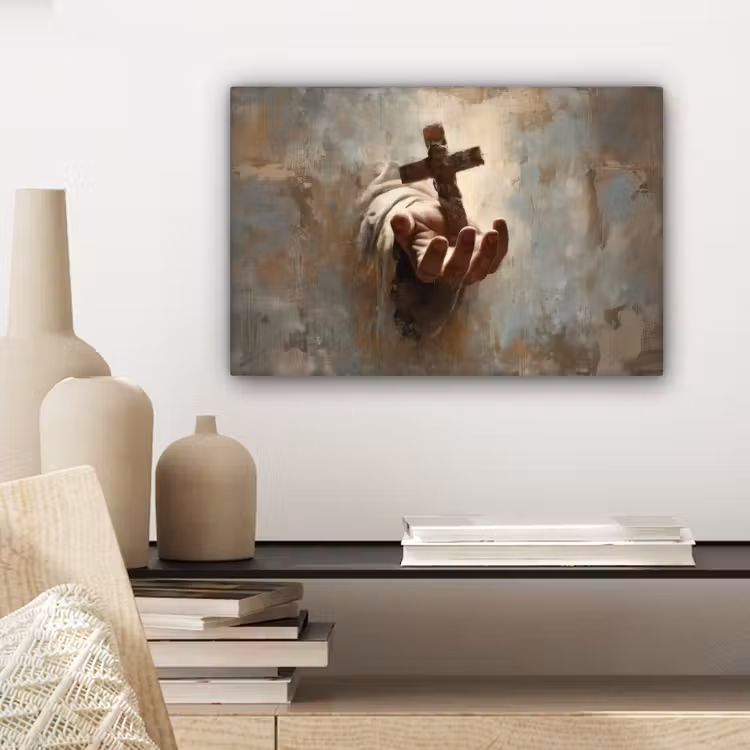 Canvas schilderij - Abstract - Kruis - Hand - Christendom — 5