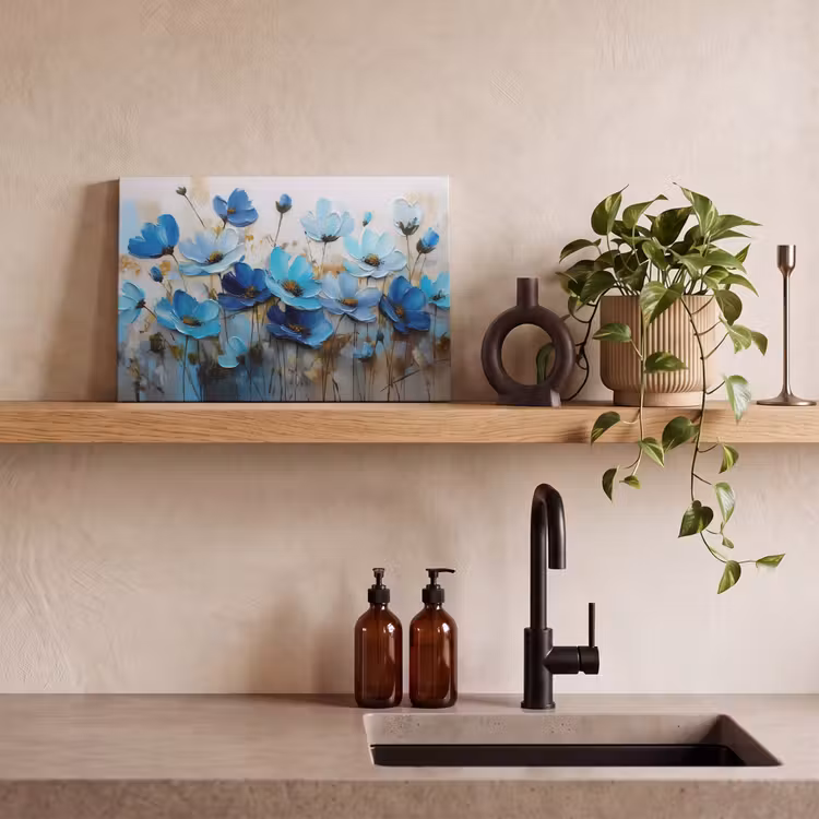 Canvas schilderij - Bloemen - Schilderij - Blauw — 3