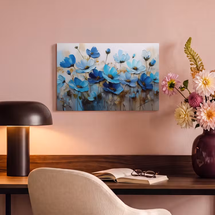 Canvas schilderij - Bloemen - Schilderij - Blauw — 4