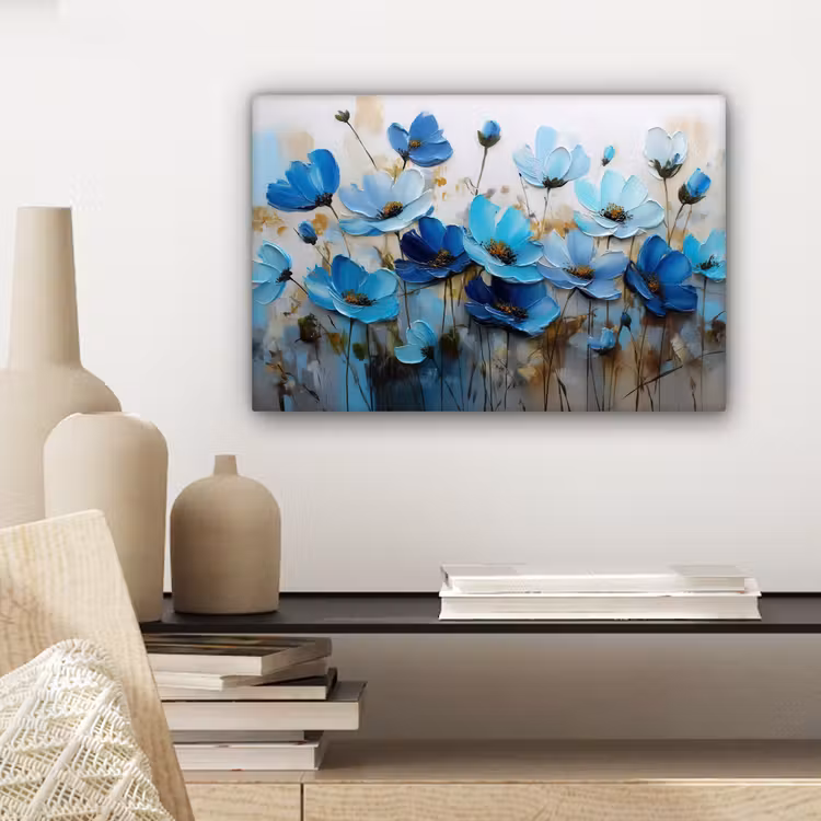 Canvas schilderij - Bloemen - Schilderij - Blauw — 5