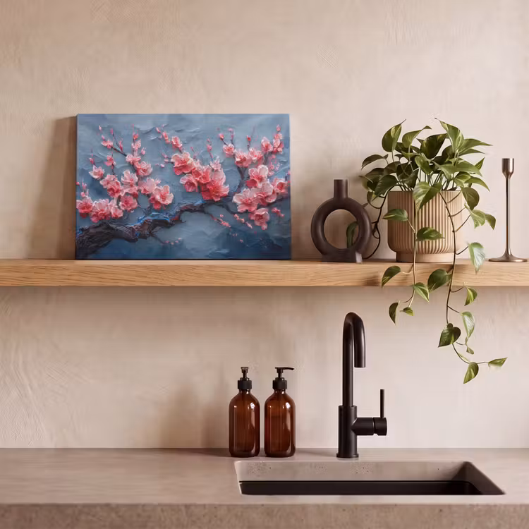 Canvas schilderij - Bloesem - Bloem - Roze - Tak — 3