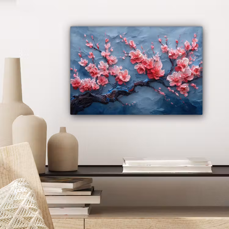 Canvas schilderij - Bloesem - Bloem - Roze - Tak — 5