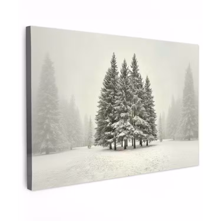 Canvas schilderij - Bomen - Sneeuw - Wit — 1