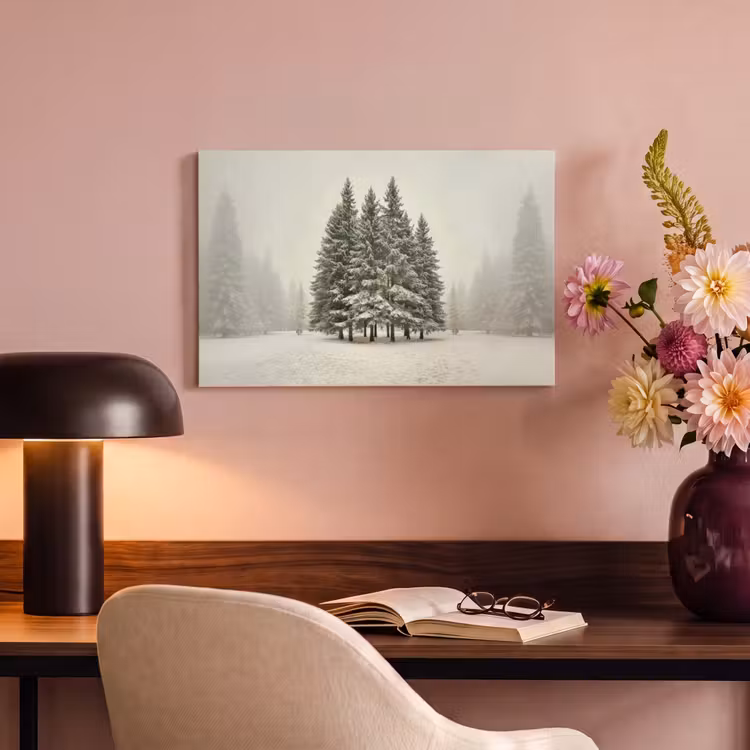 Canvas schilderij - Bomen - Sneeuw - Wit — 4