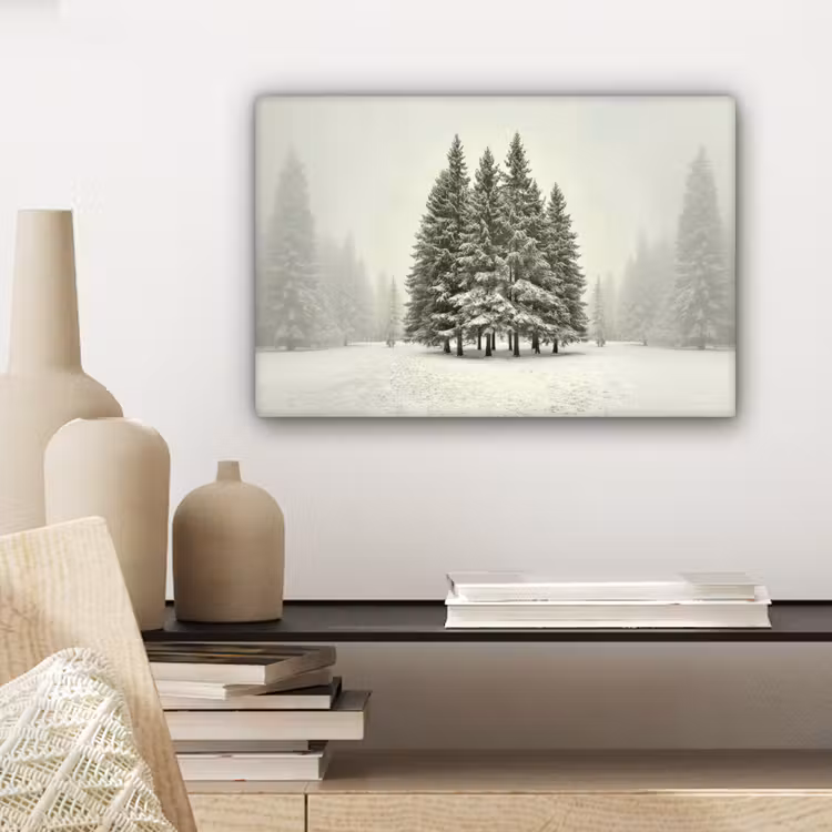 Canvas schilderij - Bomen - Sneeuw - Wit — 5