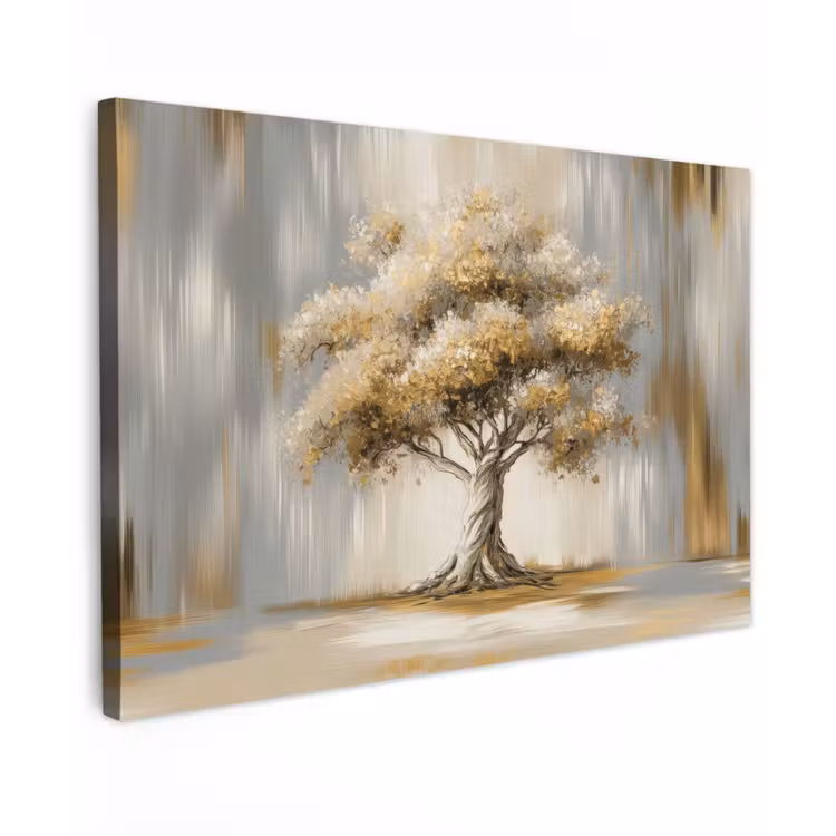 Canvas schilderij - Boom - Bladeren - Abstract - Wit — 1