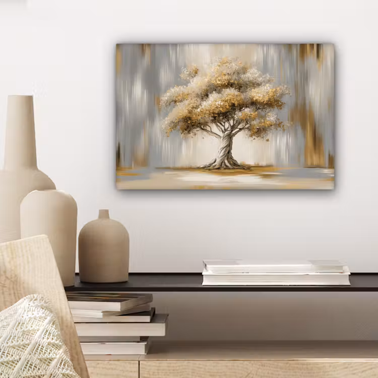 Canvas schilderij - Boom - Bladeren - Abstract - Wit — 5