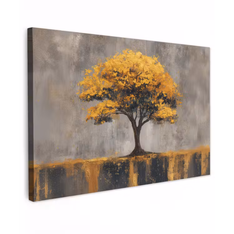 Canvas schilderij - Boom - Bladeren - Goud - Abstract — 1