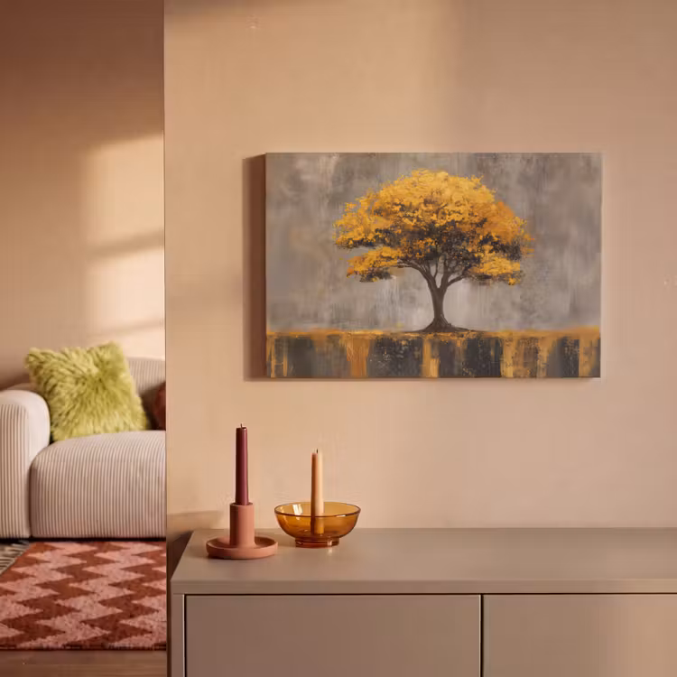 Canvas schilderij - Boom - Bladeren - Goud - Abstract — 2