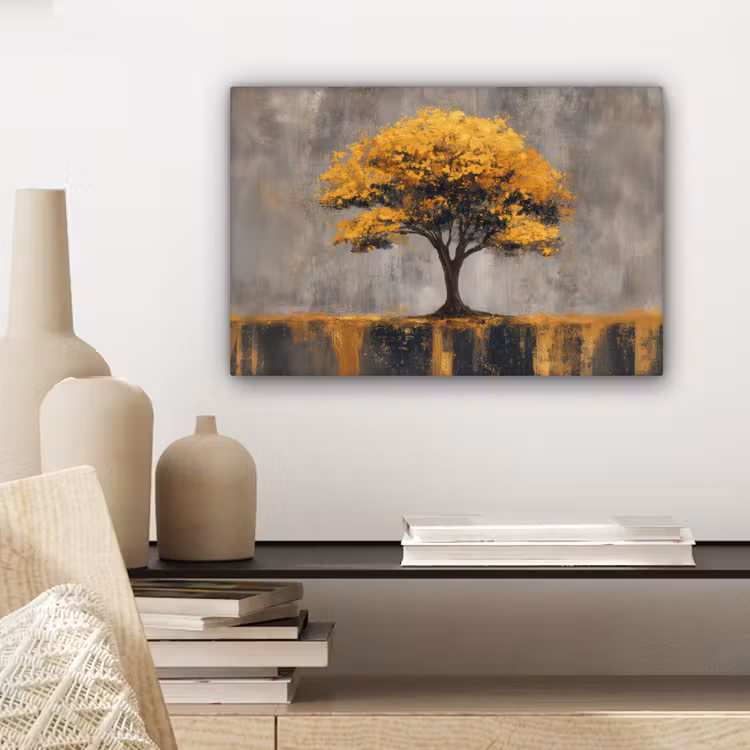 Canvas schilderij - Boom - Bladeren - Goud - Abstract — 5