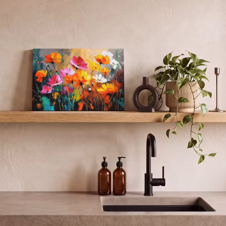 Canvas schilderij - Felgekleurd - Bloemblaadjes - Abstract — 3