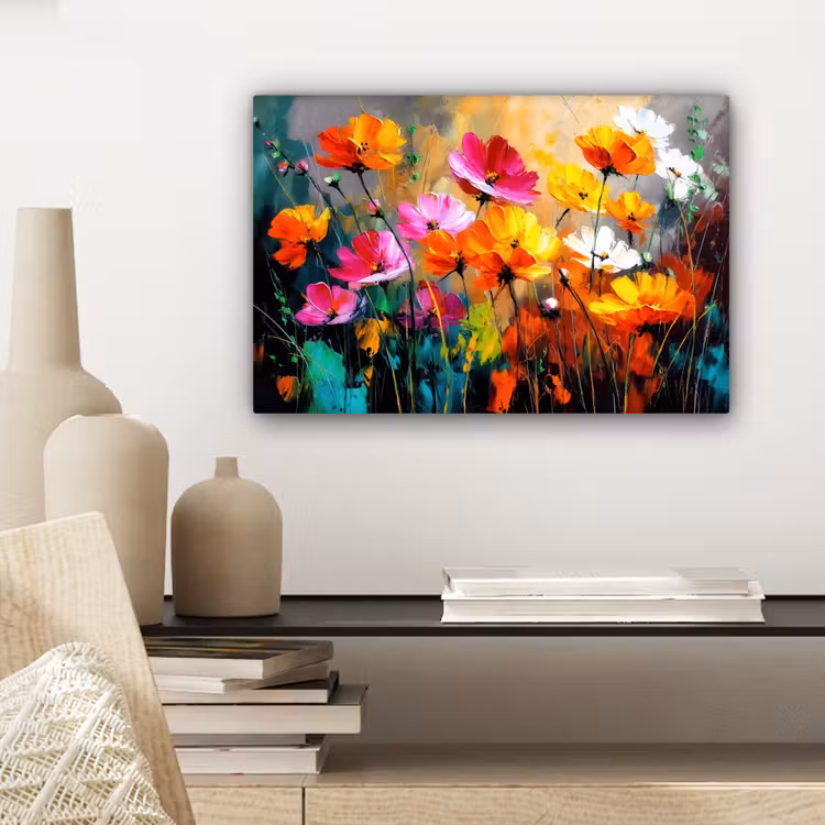 Canvas schilderij - Felgekleurd - Bloemblaadjes - Abstract — 5