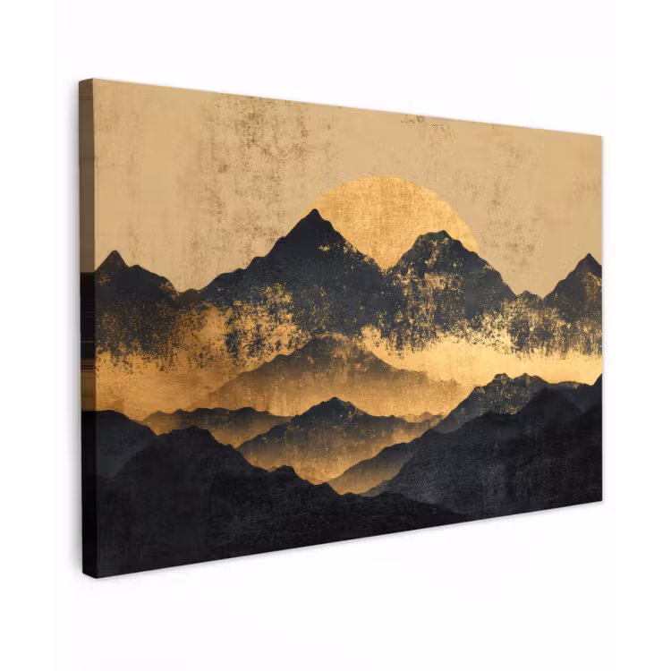 Canvas schilderij - Gouden Bergen bij Maanlicht — 1