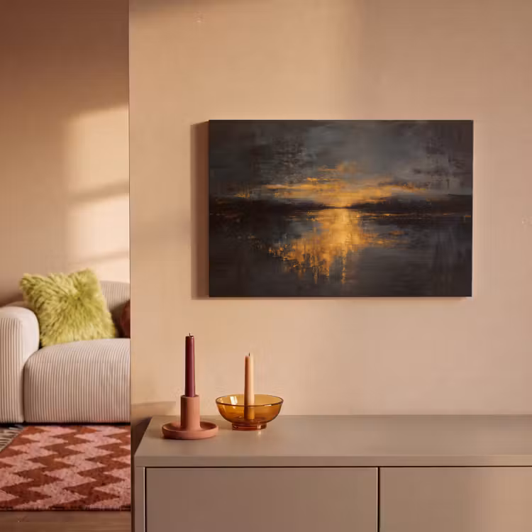 Canvas schilderij - Gouden Reflectie op Water — 2