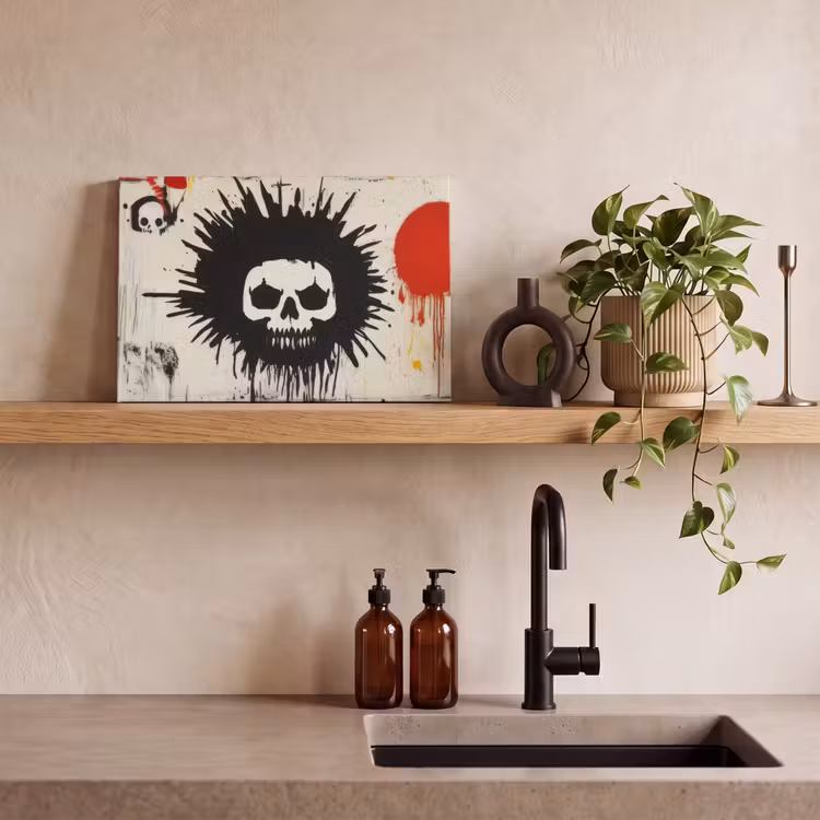 Canvas schilderij - Graffiti - Schedel - Abstract - Rood — 3
