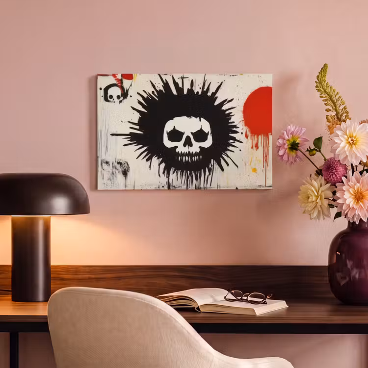 Canvas schilderij - Graffiti - Schedel - Abstract - Rood — 4