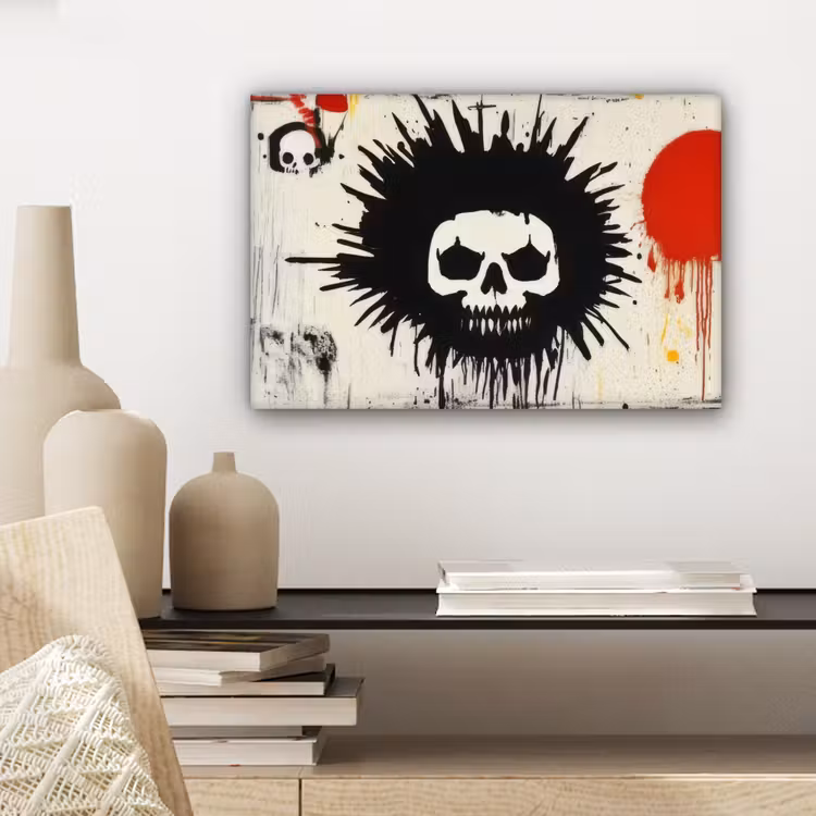 Canvas schilderij - Graffiti - Schedel - Abstract - Rood — 5