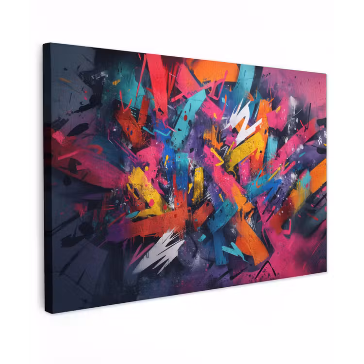 Canvas schilderij - Abstract - Explosie - Neonkleuren — 1