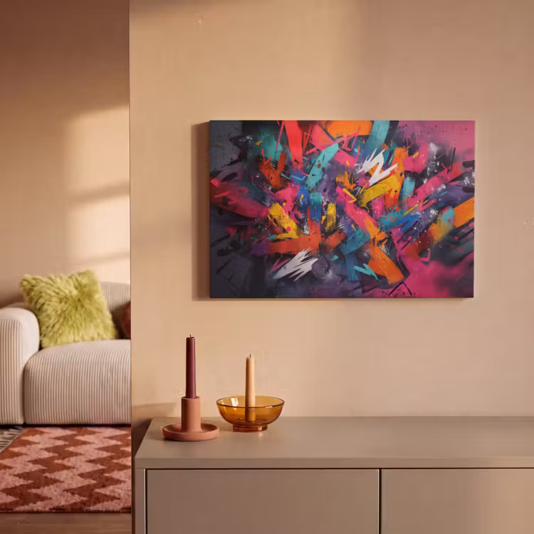 Canvas schilderij - Abstract - Explosie - Neonkleuren — 2