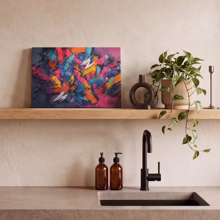 Canvas schilderij - Abstract - Explosie - Neonkleuren — 3