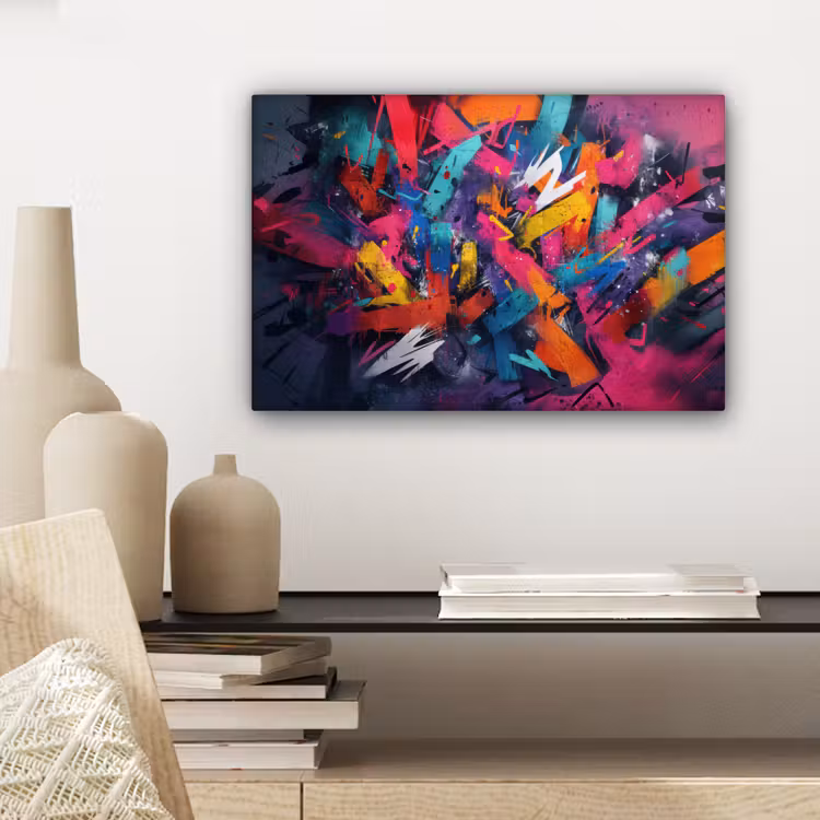 Canvas schilderij - Abstract - Explosie - Neonkleuren — 5