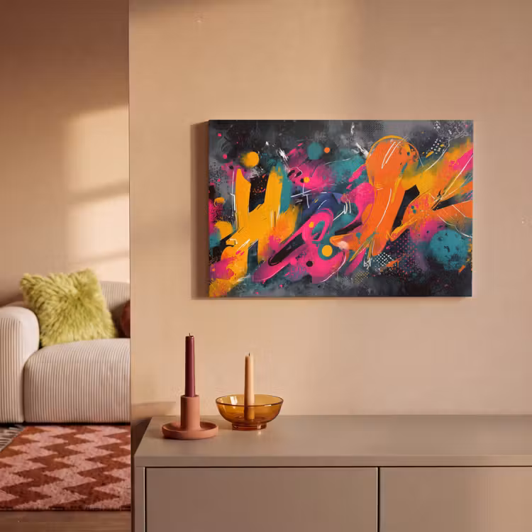 Canvas schilderij - Abstract - Graffiti - Kleurrijk - Verfspatten — 2