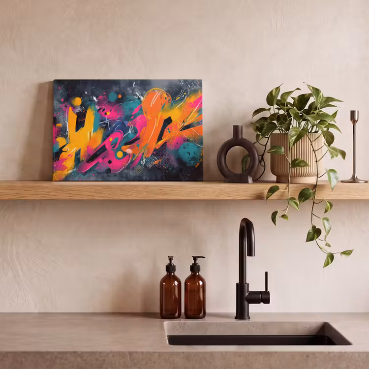 Canvas schilderij - Abstract - Graffiti - Kleurrijk - Verfspatten — 3